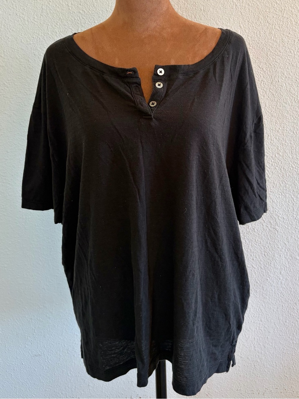 lunya black pajama top with buttons